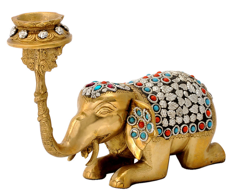 Brass Elephant Candle Holder
