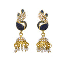 Black Enameled Peacock Jhumki Earring