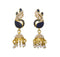 Black Enameled Peacock Jhumki Earring