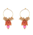 Traditional Indian Style Bali Jhumki Earrings Pink for Womens