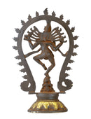 Shiva's Cosmic Dance - Antiquated Brass Statue