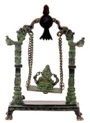 Ganesha Seated on Jhula - Brass Figurine