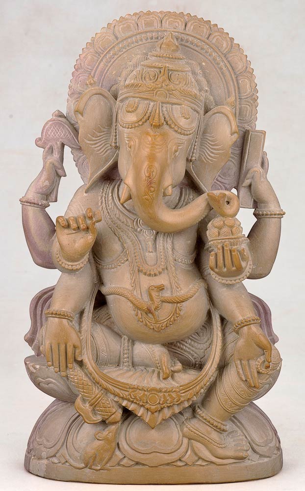 Shri Ganesh Maharaj - Hand Carved Stone Statue 9.50"