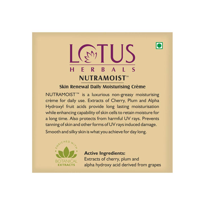 Lotus Herbals Nutramoist Skin Renewal Daily Moisturising Creme, SPF 25, 50 gm.